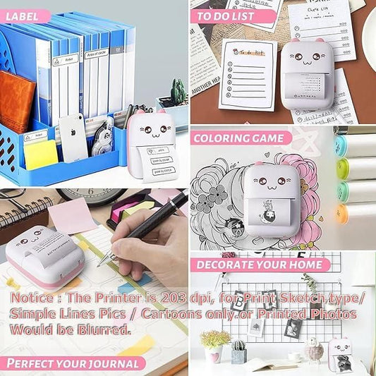 Portable Bluetooth Mini Printer I Compact, Wireless & Perfect for On-the-Go Printer