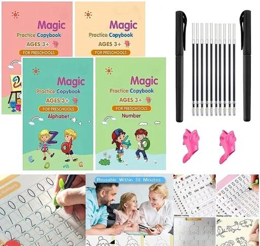 Preschool Learning Book with Magic Pen I Handwriting Practice & Fun Activities I Reusable Magic Workbook for Kids