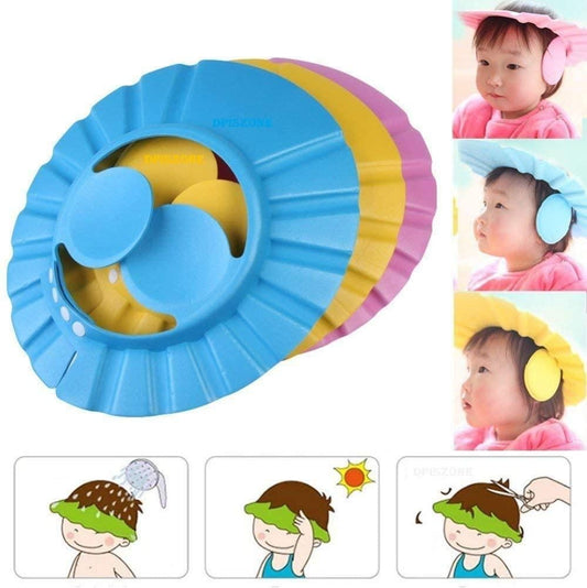 Baby Shower Bathing Cap Adjustable, Soft & Safe for Bath Time & Haircuts (Pack of 2)