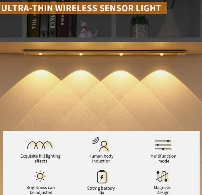 Smart Motion Sensor Light  LED Automatic Light for Closet & Cabinet USB Rechargeable Stick-On for Closet