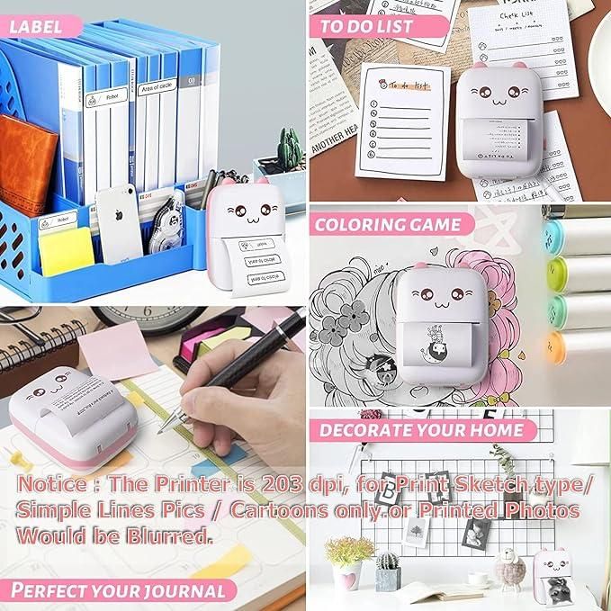 Portable Bluetooth Mini Printer I Compact, Wireless & Perfect for On-the-Go Printer