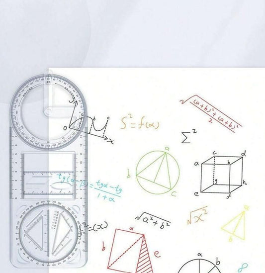 Multifunctional Geometry Ruler Set - Precise Drawing Tool for Students, Architects & Designers