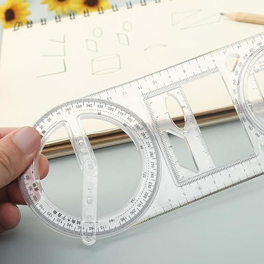 Multifunctional Geometry Ruler Set - Precise Drawing Tool for Students, Architects & Designers