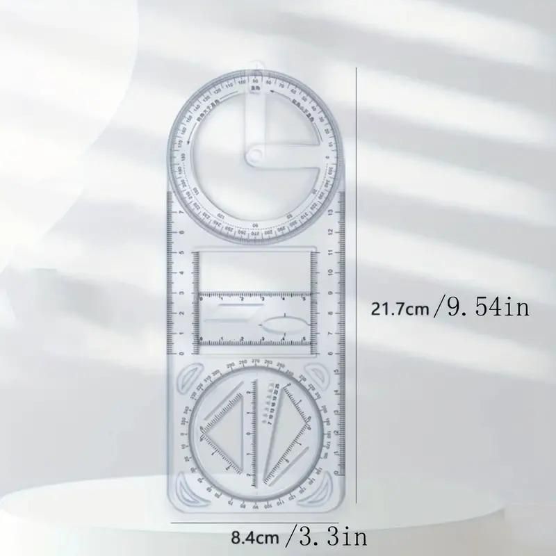 Multifunctional Geometry Ruler Set - Precise Drawing Tool for Students, Architects & Designers