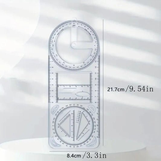 Multifunctional Geometry Ruler Set - Precise Drawing Tool for Students, Architects & Designers