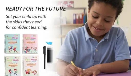 Preschool Learning Book with Magic Pen I Handwriting Practice & Fun Activities I Reusable Magic Workbook for Kids