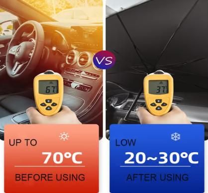 Universal Car Windshield Sunshade Universal Fit Protects Car Interior, Blocks UV Rays & Heat